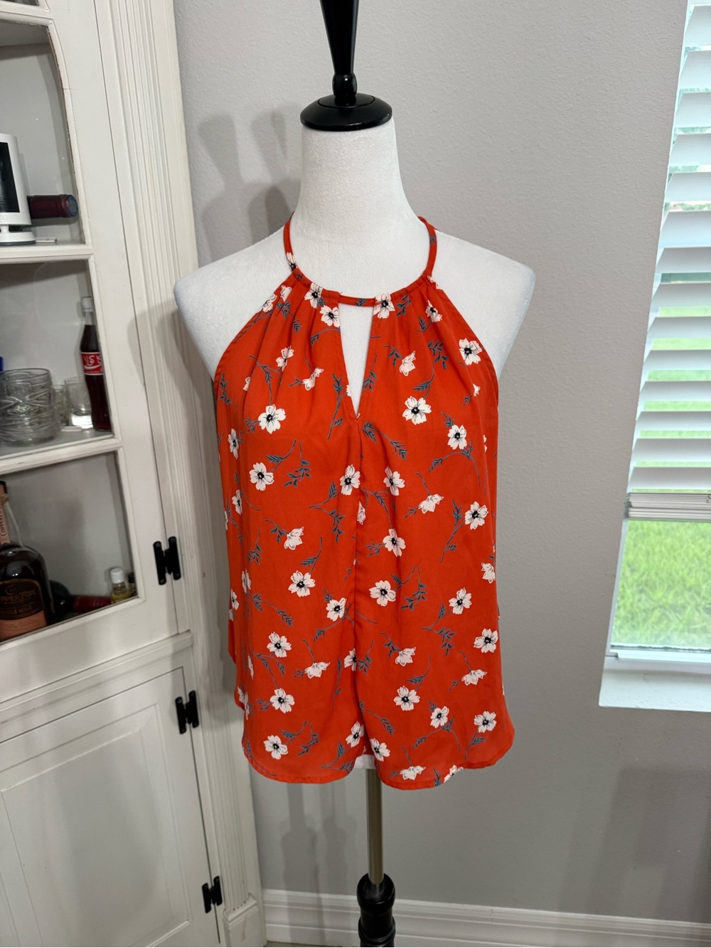 Blue Rain Women’s Floral Halter Tank Top - Orange